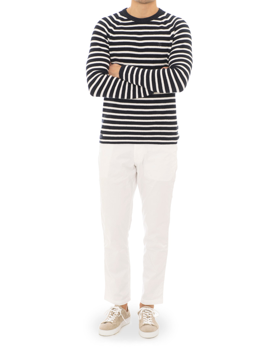 Herre | Gensere | Morris | Calton Stripe O-Neck White/Navy