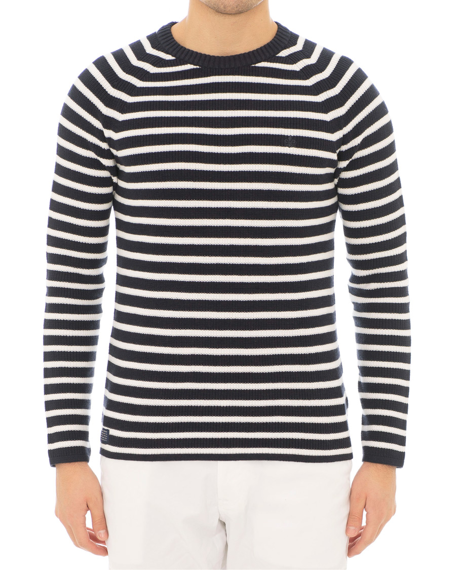Herre | Gensere | Morris | Calton Stripe O-Neck White/Navy