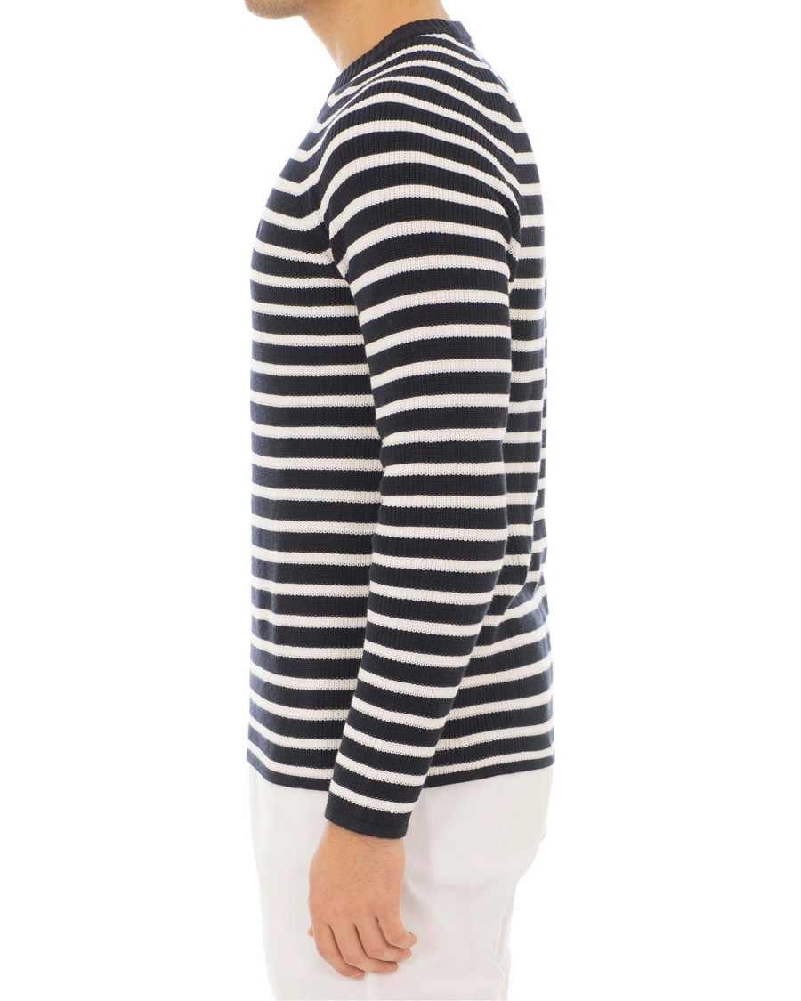 Herre | Gensere | Morris | Calton Stripe O-Neck White/Navy