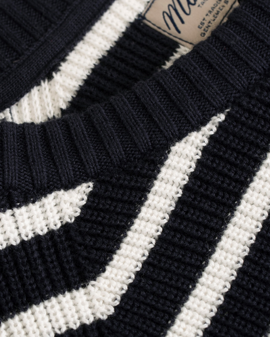 Herre | Gensere | Morris | Calton Stripe O-Neck White/Navy