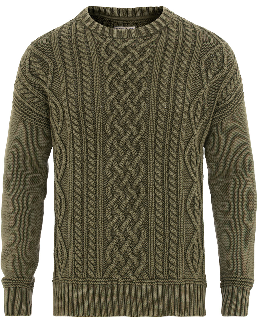 Herre | Gensere | Morris | Cleve Cable O-Neck Washed Olive
