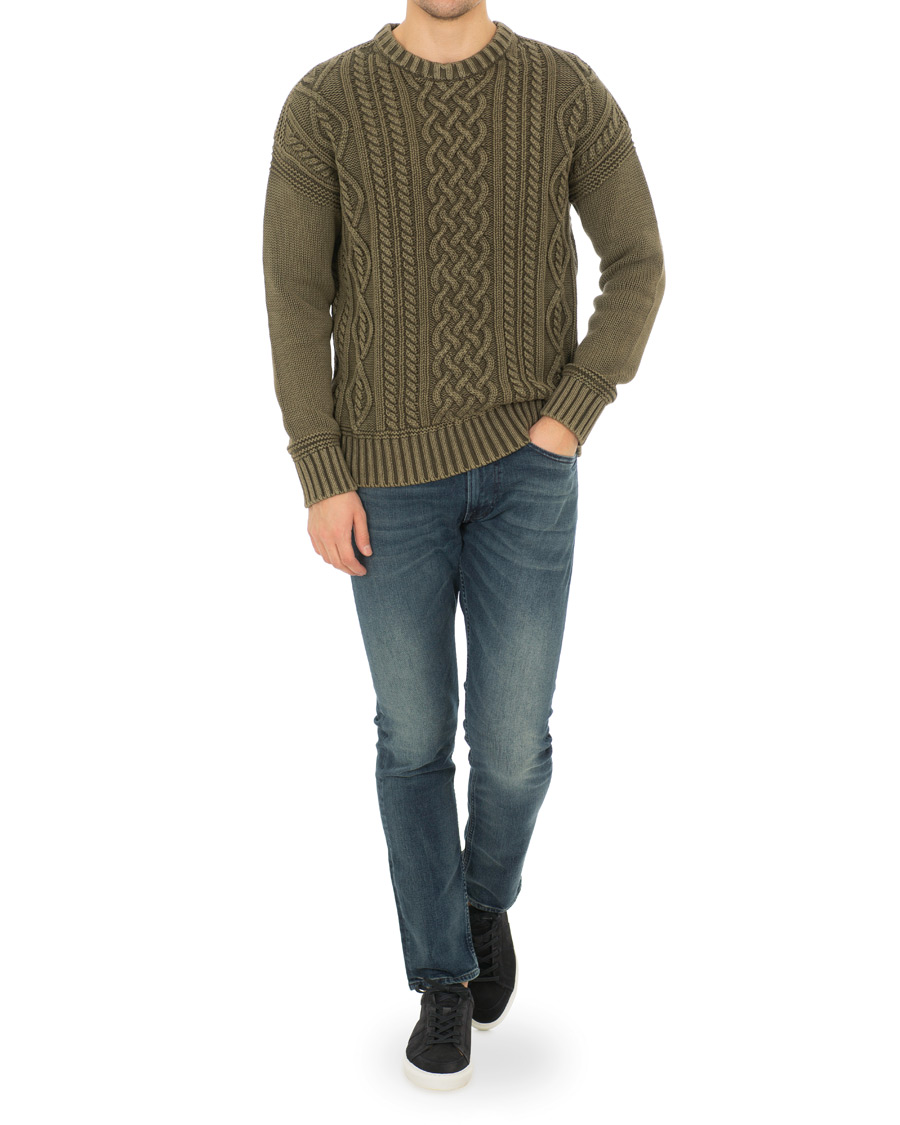 Herre | Gensere | Morris | Cleve Cable O-Neck Washed Olive