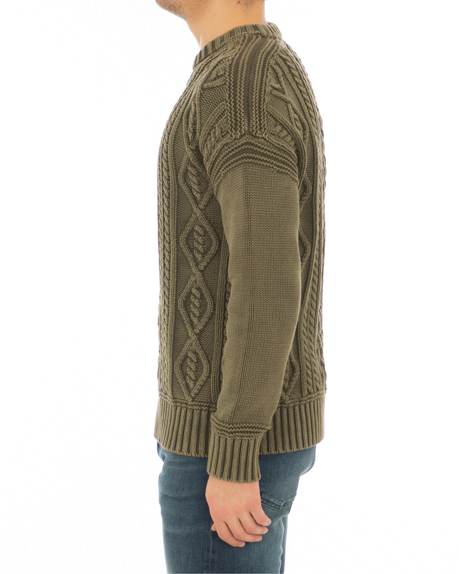 Herre | Gensere | Morris | Cleve Cable O-Neck Washed Olive