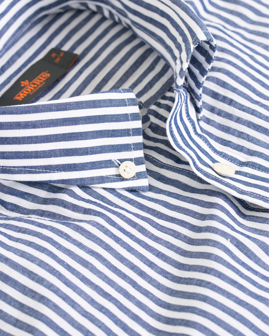 Herre | Skjorter | Morris | Nolan Stripe Button Down Shirt White/Navy