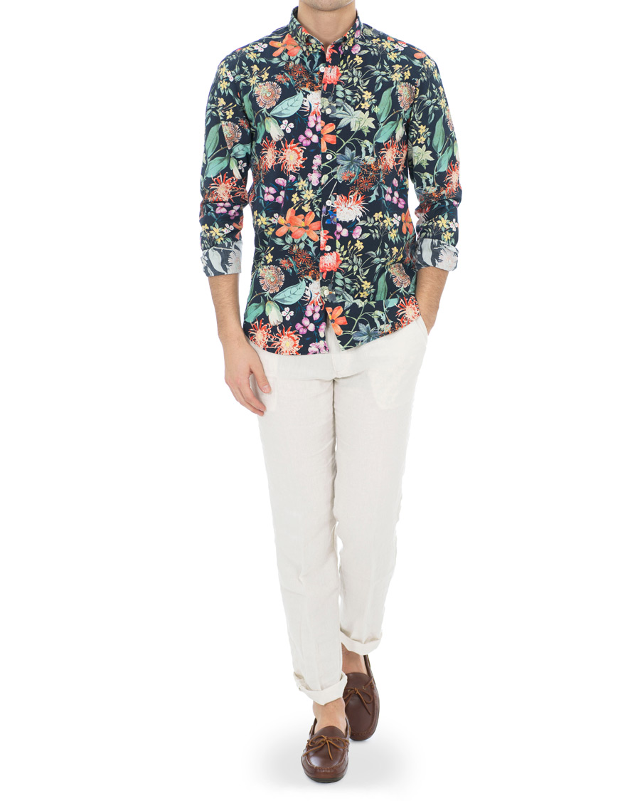 Herre | Skjorter | Morris | Donovan Printed Flower Shirt Navy