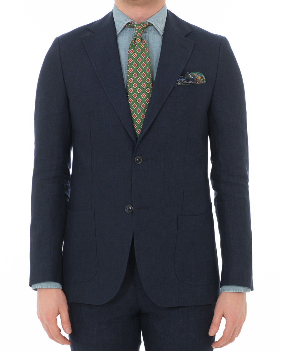 Herre | Dressjakker | Morris Heritage | Frank Linen Blazer Navy