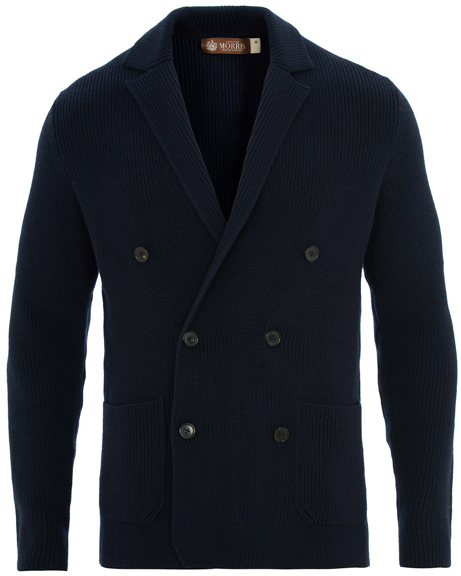 Herre | Gensere | Morris Heritage | Knitted Double Breasted Blazer Navy