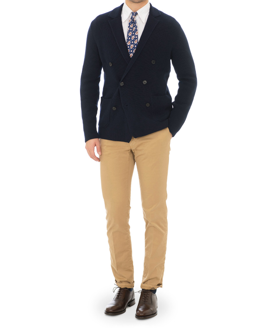 Herre | Gensere | Morris Heritage | Knitted Double Breasted Blazer Navy