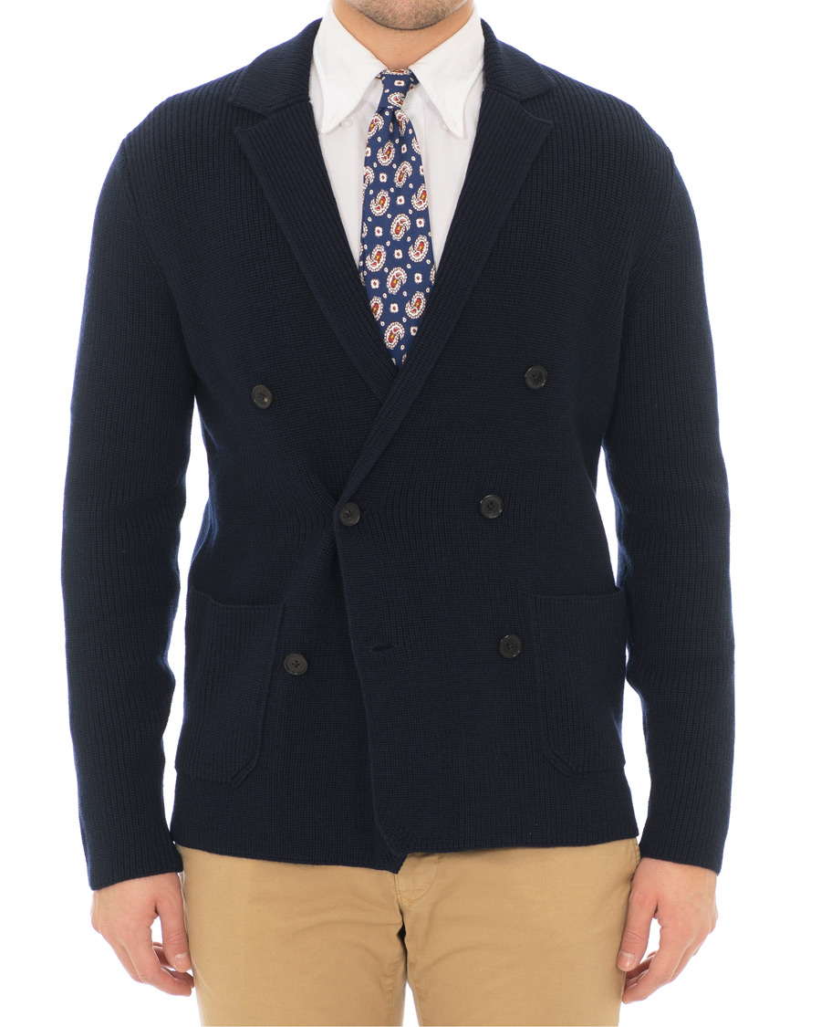 Herre | Gensere | Morris Heritage | Knitted Double Breasted Blazer Navy