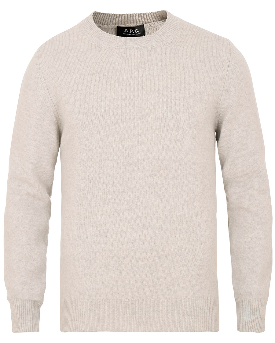 Herre | Gensere | A.P.C. | Colin Brushed Lambswool/Cotton Crew Neck Grey Melange