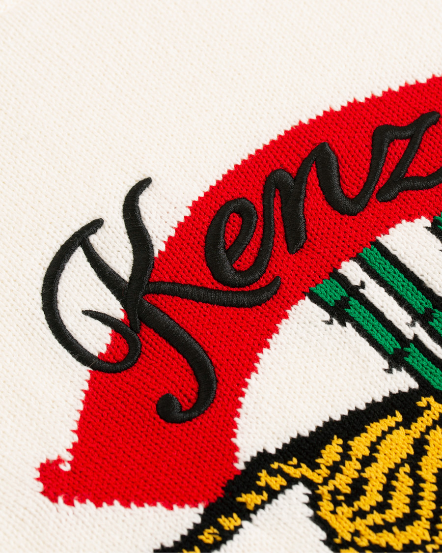 Herre | Gensere | KENZO | Jumping Bamboo Tiger Knitted Crew Neck White