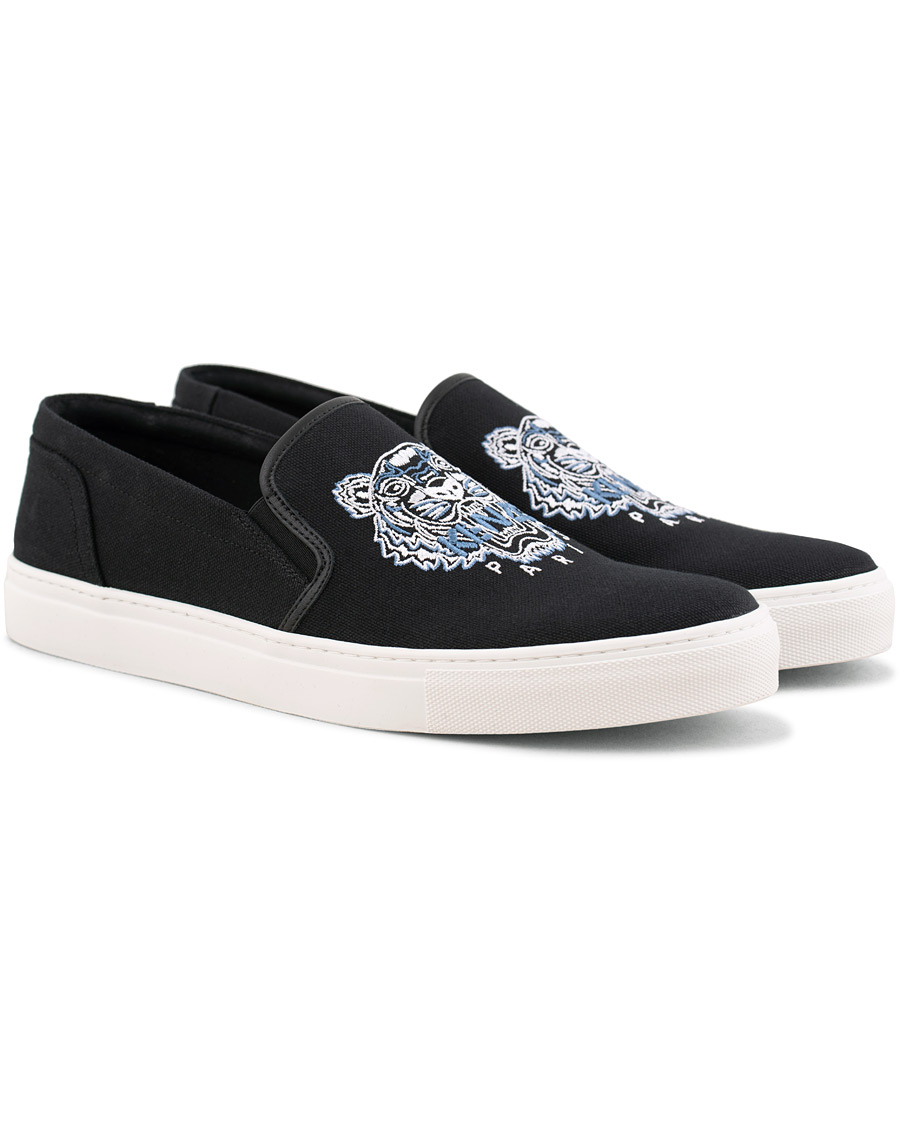Herre | Kenzo Canvas Tiger K-Skate Slip-on Sneaker Black | KENZO | Canvas Tiger K-Skate Slip-on Sneaker Black