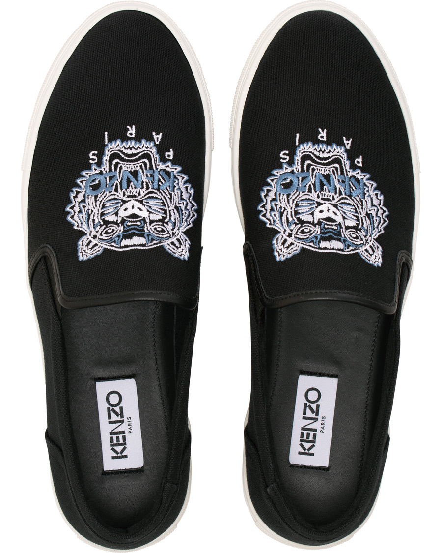 Herre | Kenzo Canvas Tiger K-Skate Slip-on Sneaker Black | KENZO | Canvas Tiger K-Skate Slip-on Sneaker Black