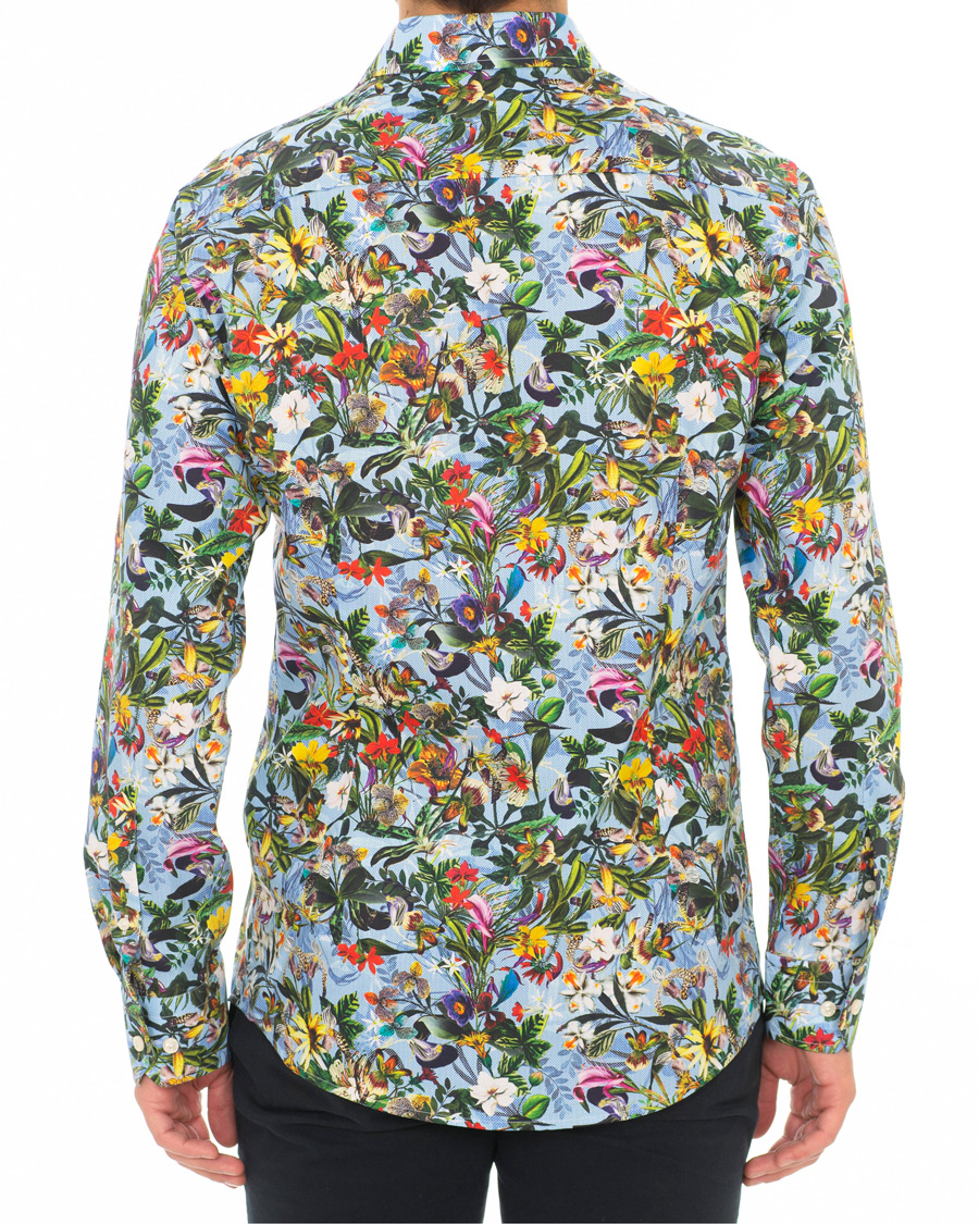 Herre | Skjorter | Eton | Slim Fit Twill Printed Flower Shirt Blue Green