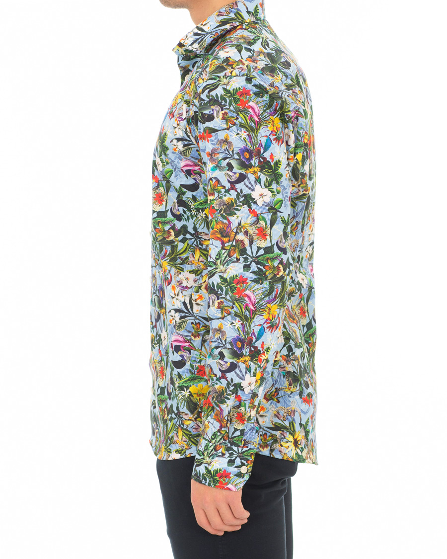 Herre | Skjorter | Eton | Slim Fit Twill Printed Flower Shirt Blue Green