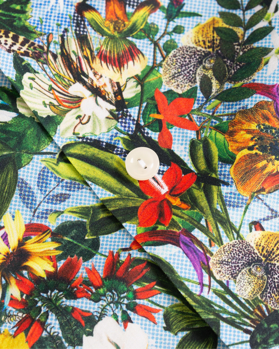 Herre | Skjorter | Eton | Slim Fit Twill Printed Flower Shirt Blue Green