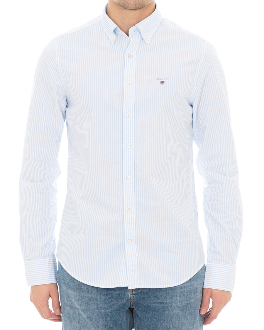 Herre | Skjorter | GANT | Slim Fit Oxford Banker Stripe Shirt Capri Blue