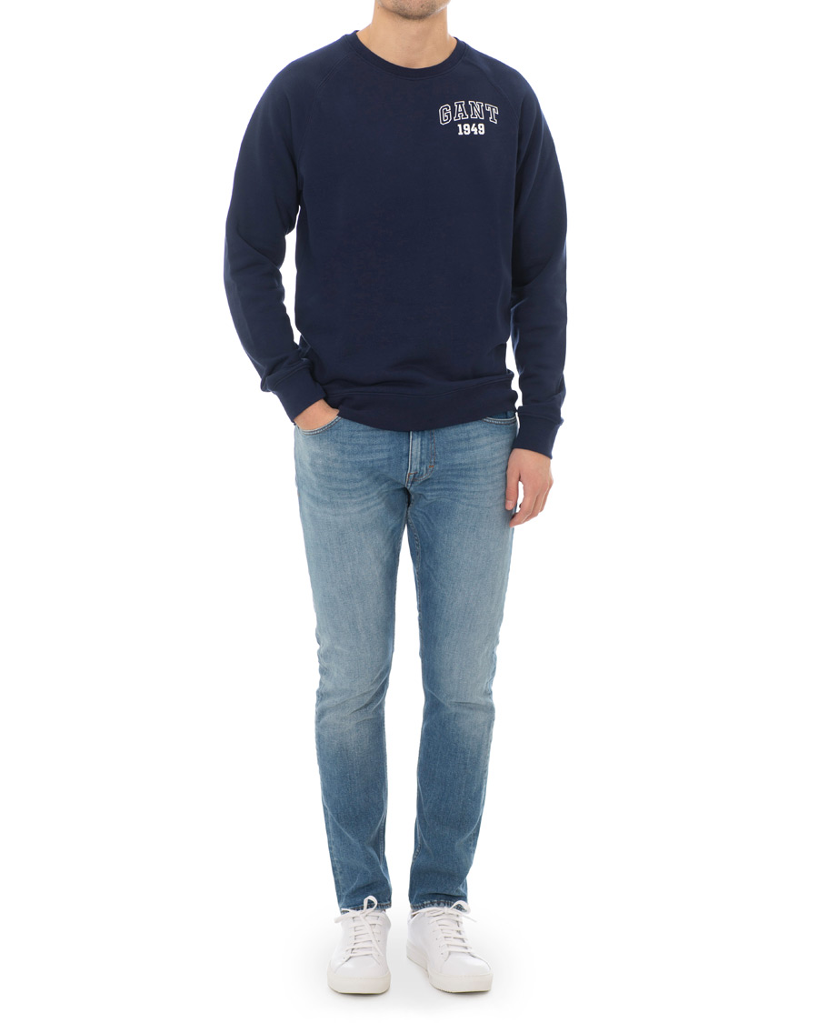 Herre | Gensere | GANT | Summer Logo Crew Neck Sweatshirt Evening Blue