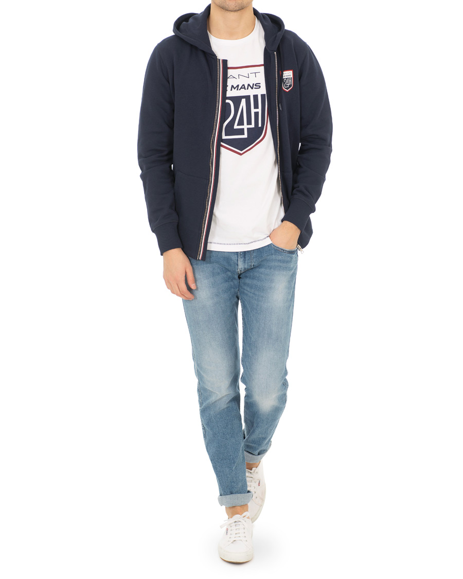 Herre | Gensere | GANT | Le Mans Full Zip Hoodie Evening Blue