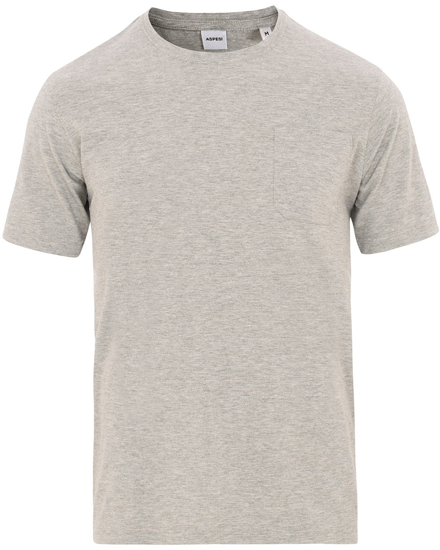 Herre | T-Shirts | Aspesi | Cotton Pocket T-shirt Light Grey