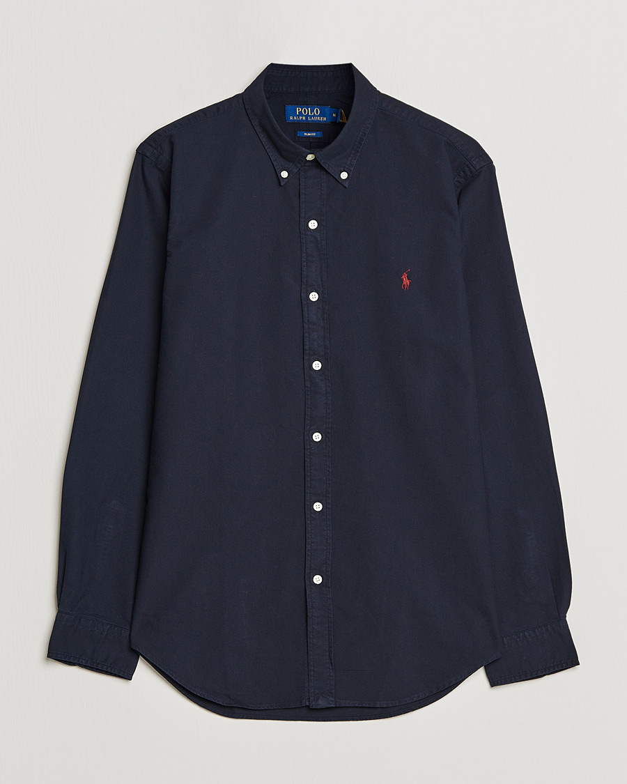 Herre | World of Ralph Lauren | Polo Ralph Lauren | Slim Fit Garment Dyed Oxford Shirt Navy