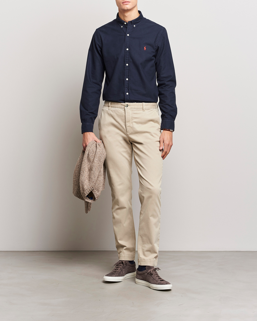 Herre | Polo Ralph Lauren | Polo Ralph Lauren | Slim Fit Garment Dyed Oxford Shirt Navy