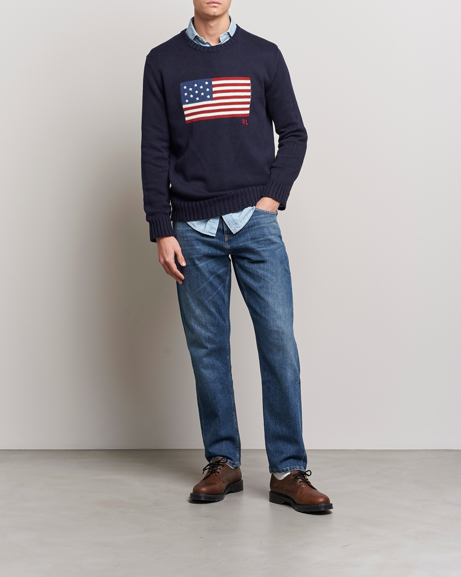 Herre | Gensere | Polo Ralph Lauren | Knitted Flag Crew Neck Navy