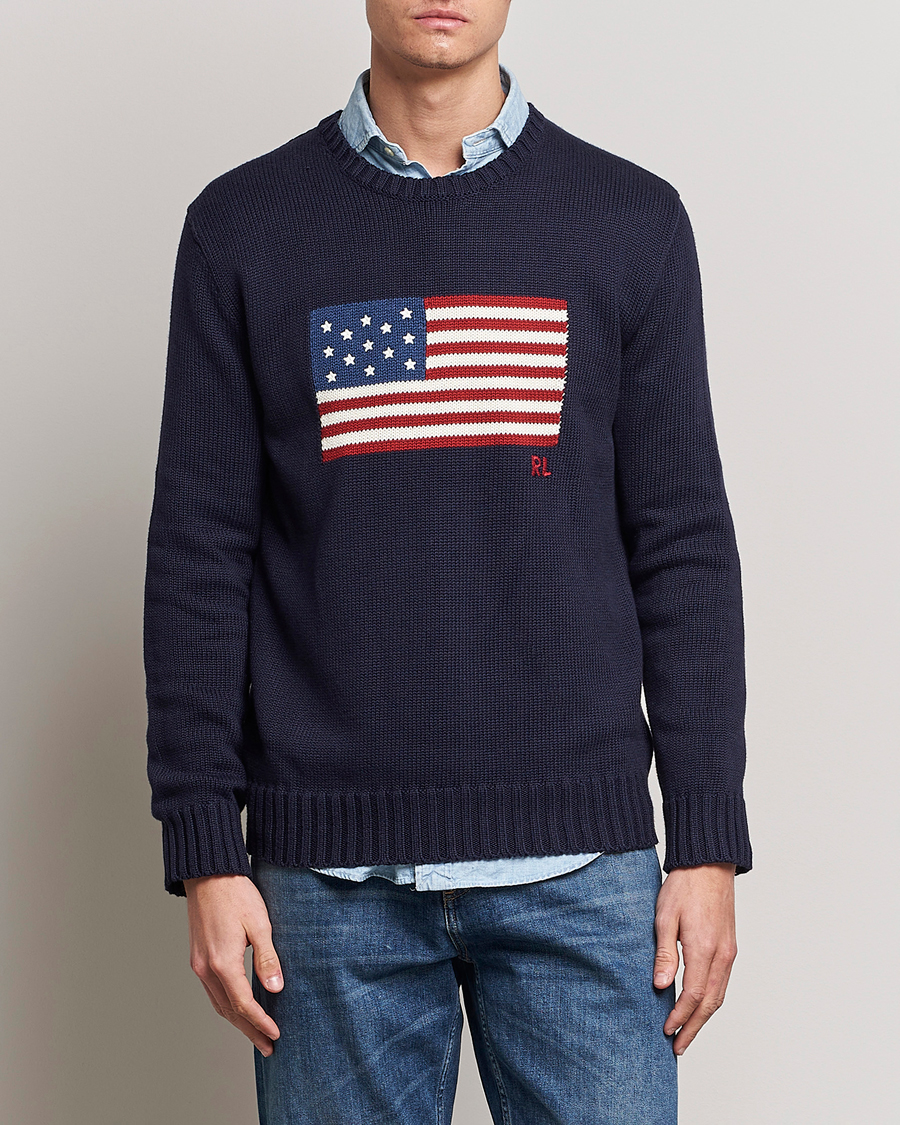 Herre | Strikkede gensere | Polo Ralph Lauren | Knitted Flag Crew Neck Navy