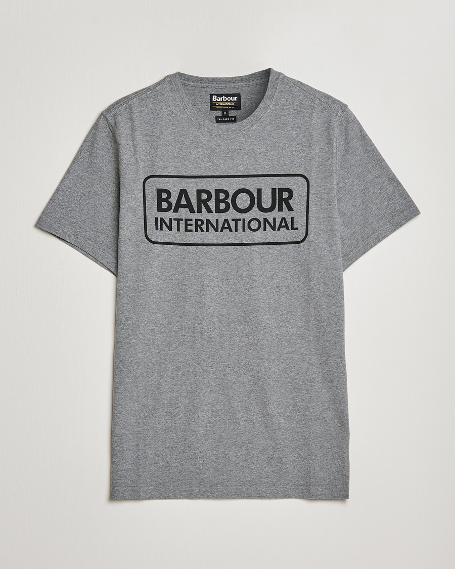 Herre | T-Shirts | Barbour International | Large Logo Crew Neck Tee Antracite Grey
