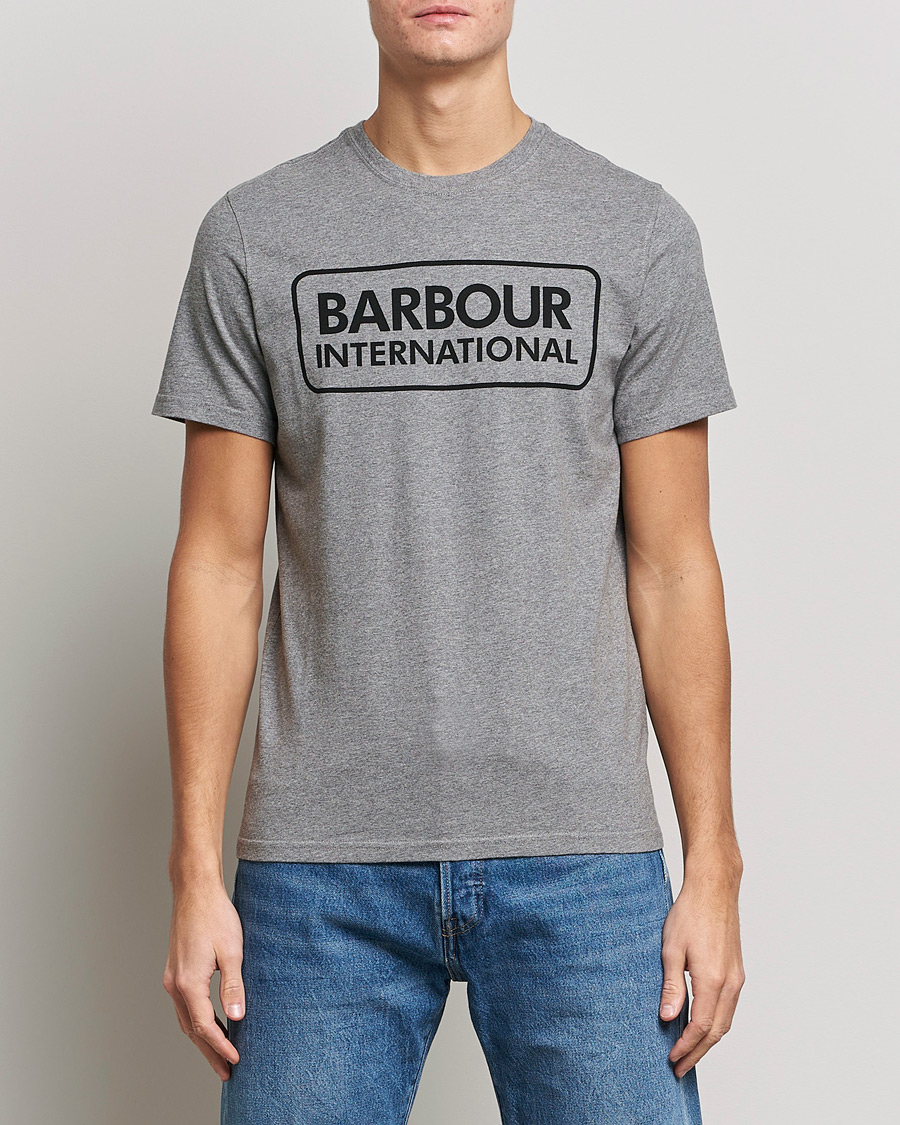 Herre | T-Shirts | Barbour International | Large Logo Crew Neck Tee Antracite Grey