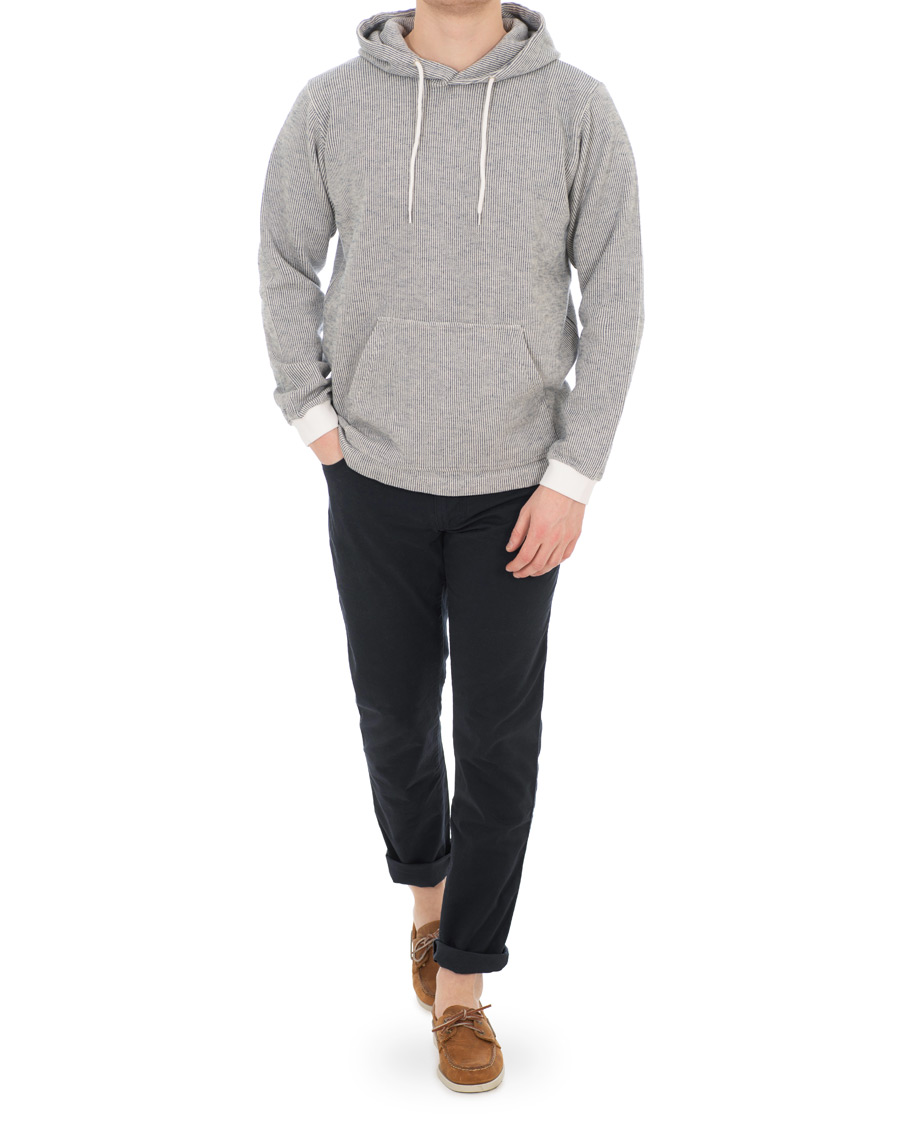 Herre | Gensere | NN07 | Eddie Stripe Hoodie White/Blue