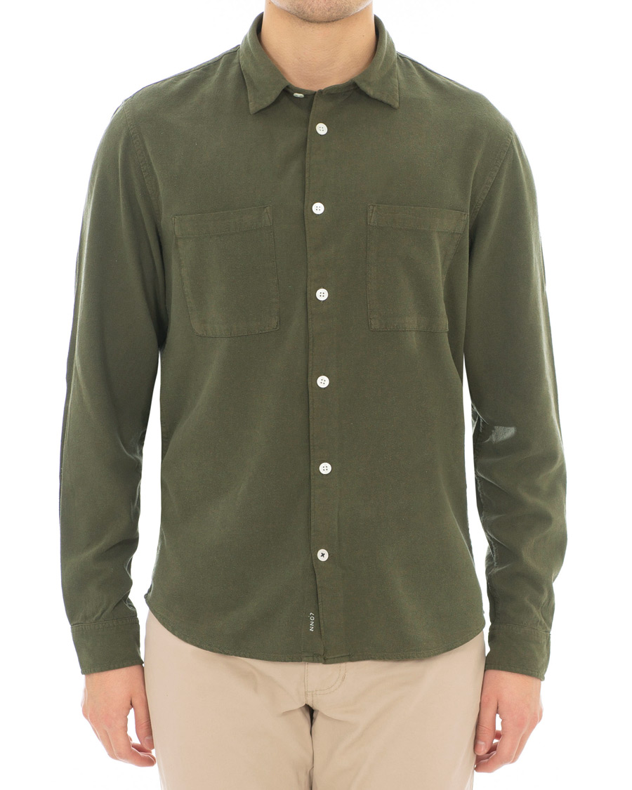 Herre | Skjorter | NN07 | Alberto Silk Nep Shirt Deep Green
