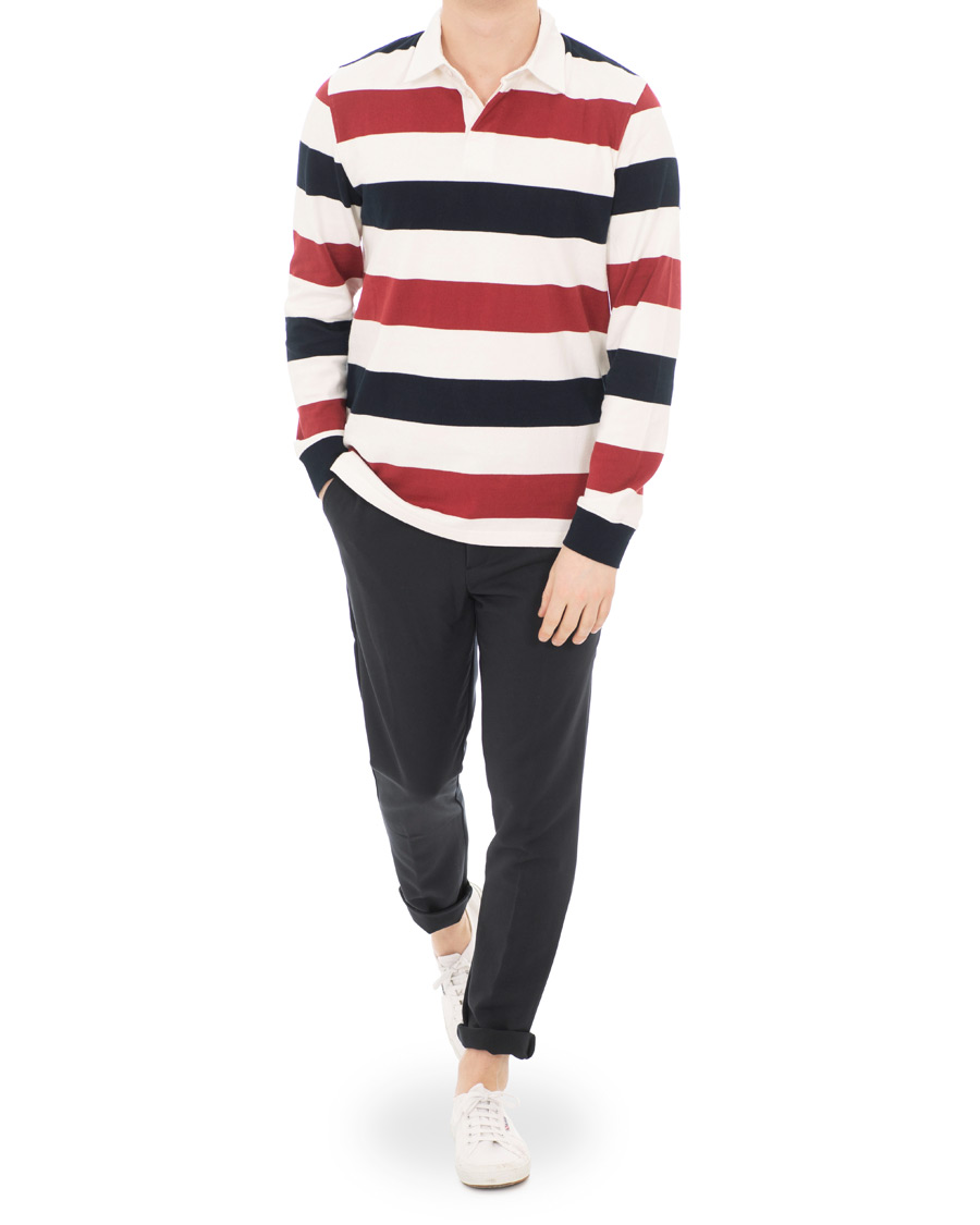 Herre | Gensere | Samsøe Samsøe | Samsøe & Samsøe Albee Long Sleeed Striped Rugby Blue/Red/Cream