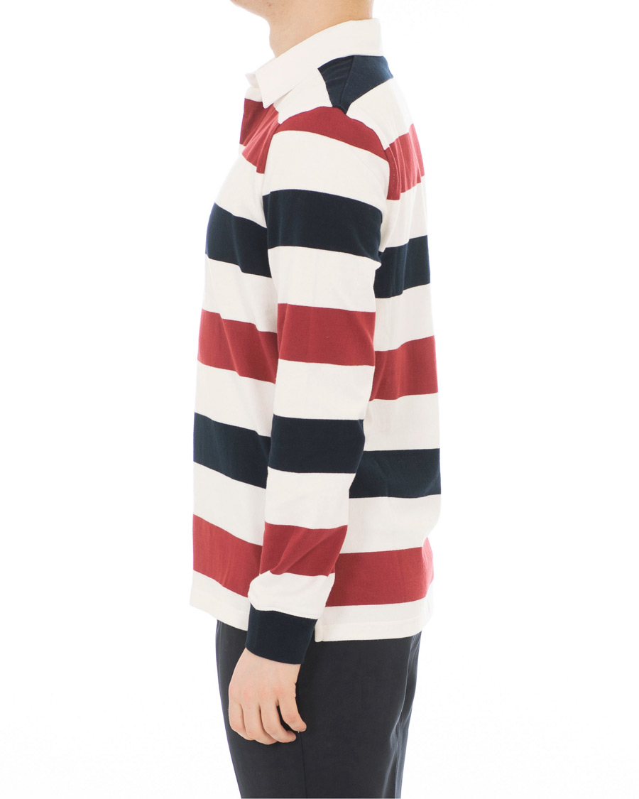 Herre | Gensere | Samsøe Samsøe | Samsøe & Samsøe Albee Long Sleeed Striped Rugby Blue/Red/Cream