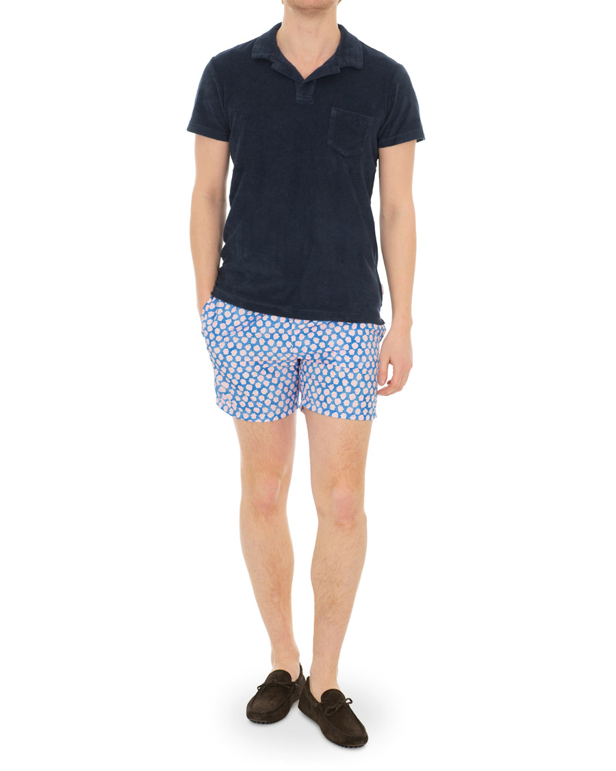 Herre | Badeshorts | Barba Napoli | Coral Print Swim Shorts Medium Blue