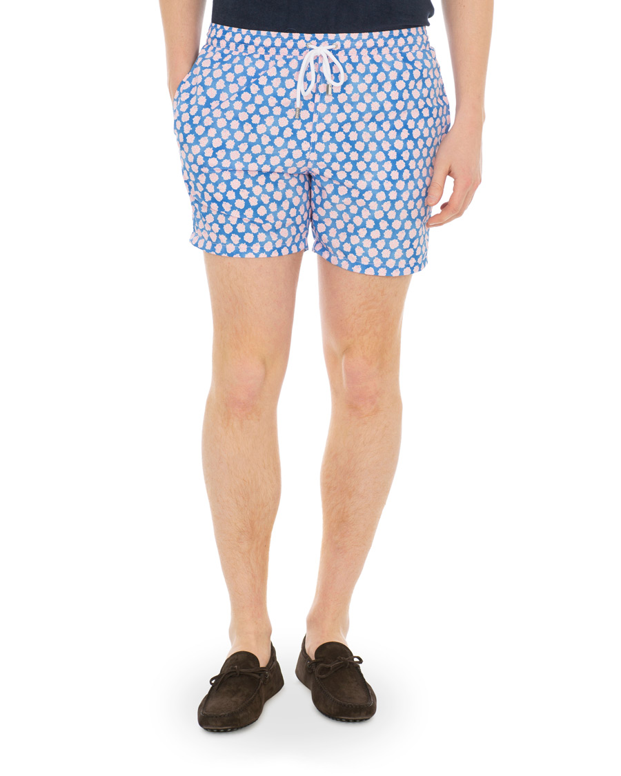 Herre | Badeshorts | Barba Napoli | Coral Print Swim Shorts Medium Blue