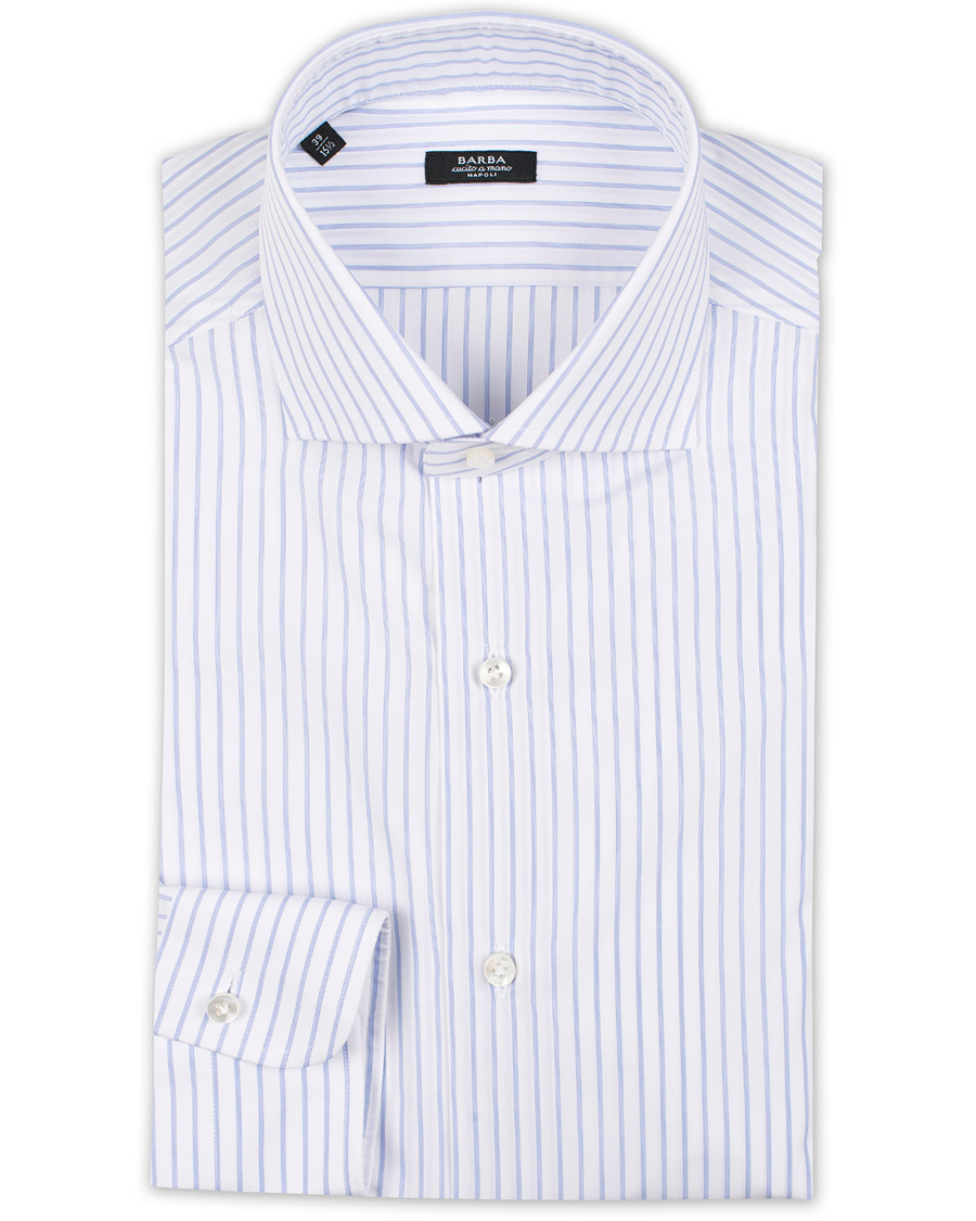 Herre | Skjorter | Barba Napoli | Napoli Slim Fit Classic Stripe Shirt White/Blue