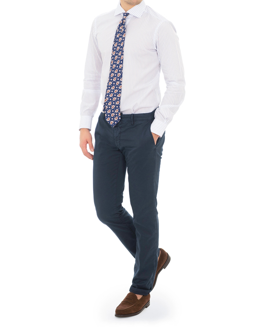 Herre | Skjorter | Barba Napoli | Napoli Slim Fit Classic Stripe Shirt White/Blue