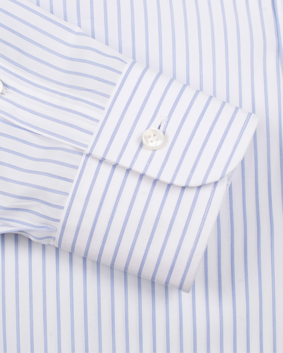 Herre | Skjorter | Barba Napoli | Napoli Slim Fit Classic Stripe Shirt White/Blue