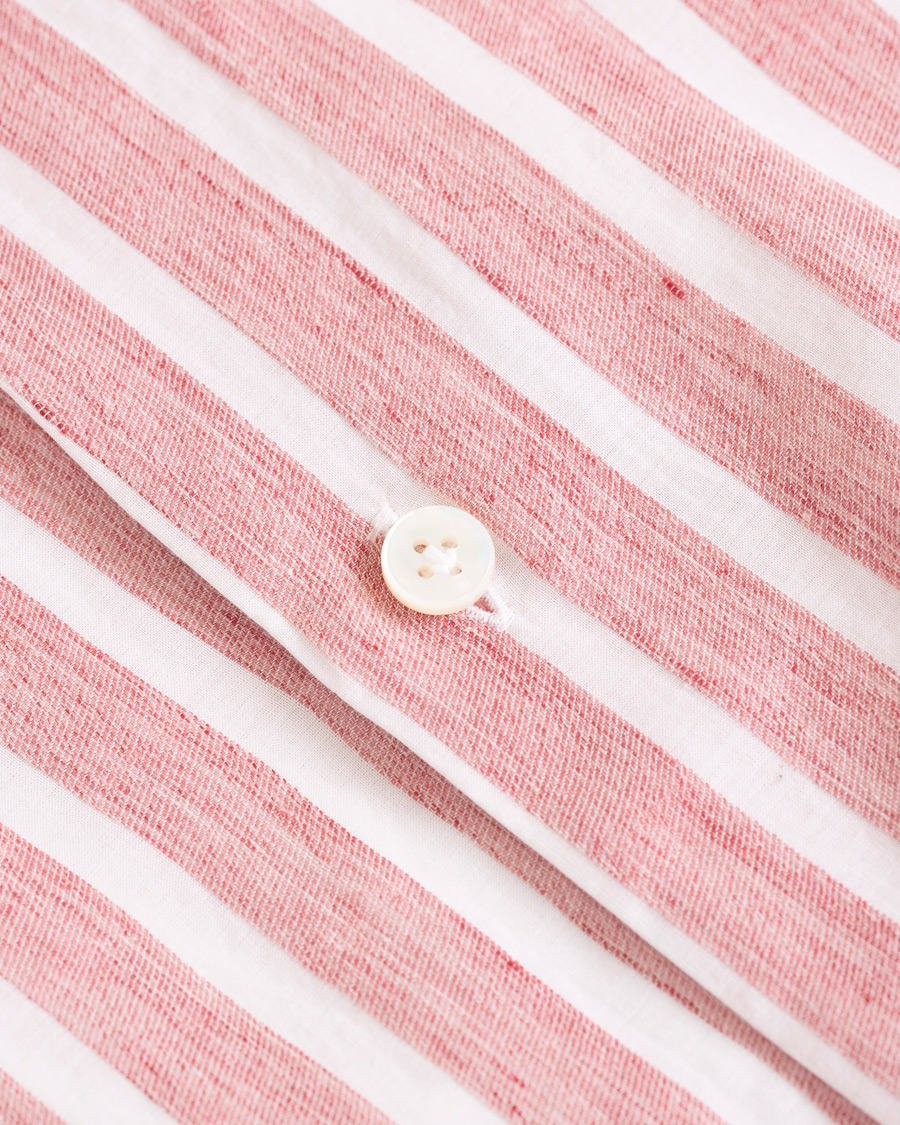 Herre | Skjorter | Barba Napoli | Culto Slim Fit Linen Wide Striped Shirt Red
