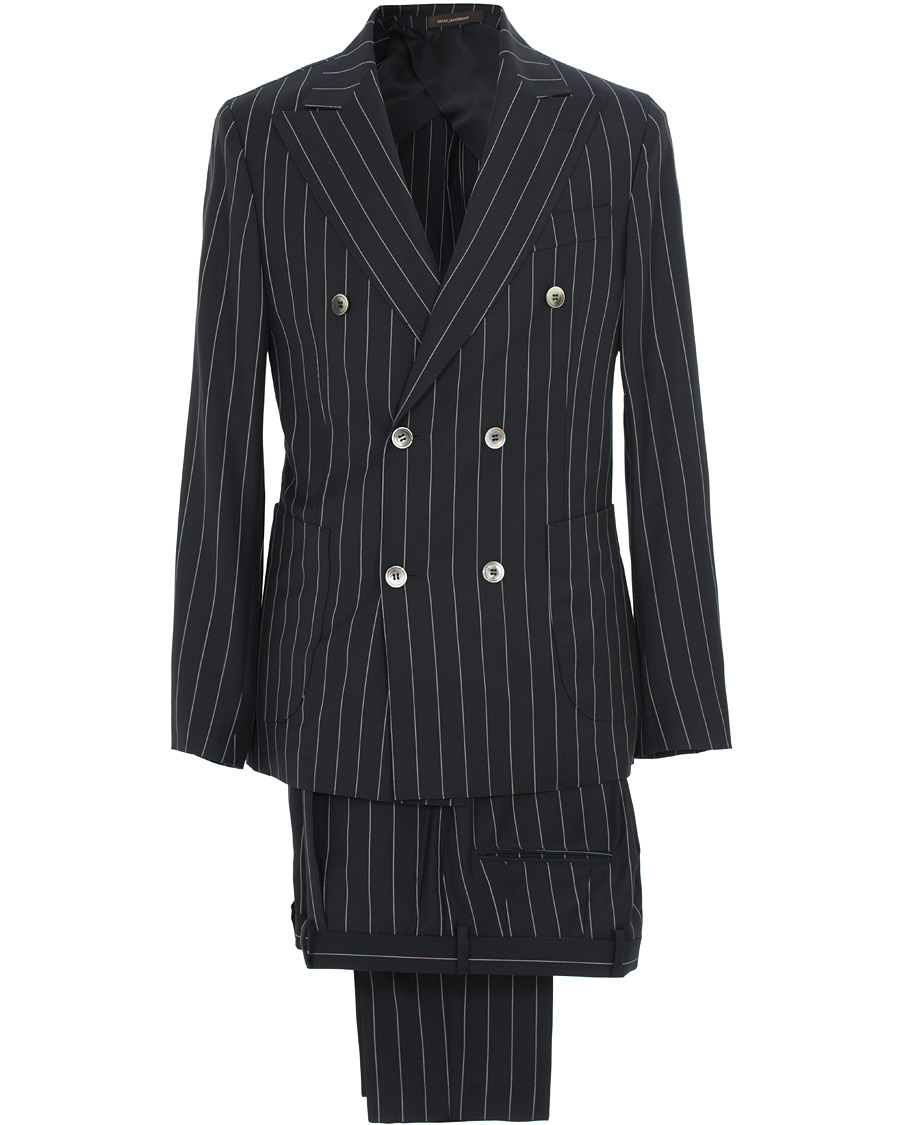 Herre | Dresser | Oscar Jacobson | Erik Double Breasted Stripe Blazer Navy