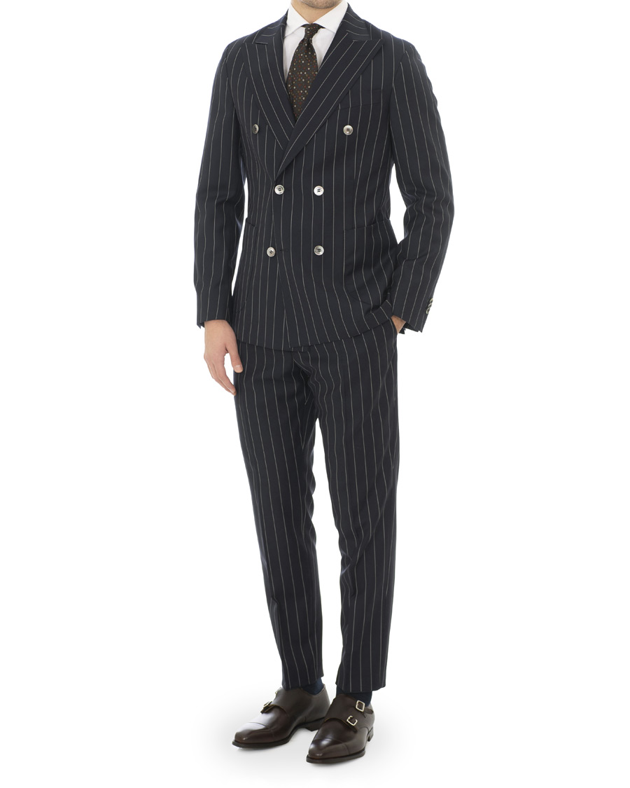 Herre | Dresser | Oscar Jacobson | Erik Double Breasted Stripe Blazer Navy