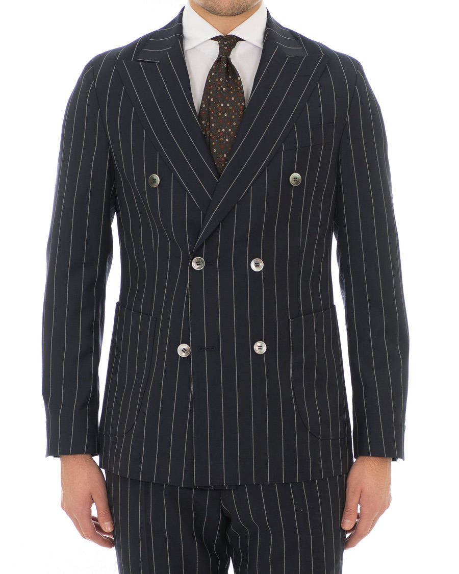 Herre | Dresser | Oscar Jacobson | Erik Double Breasted Stripe Blazer Navy