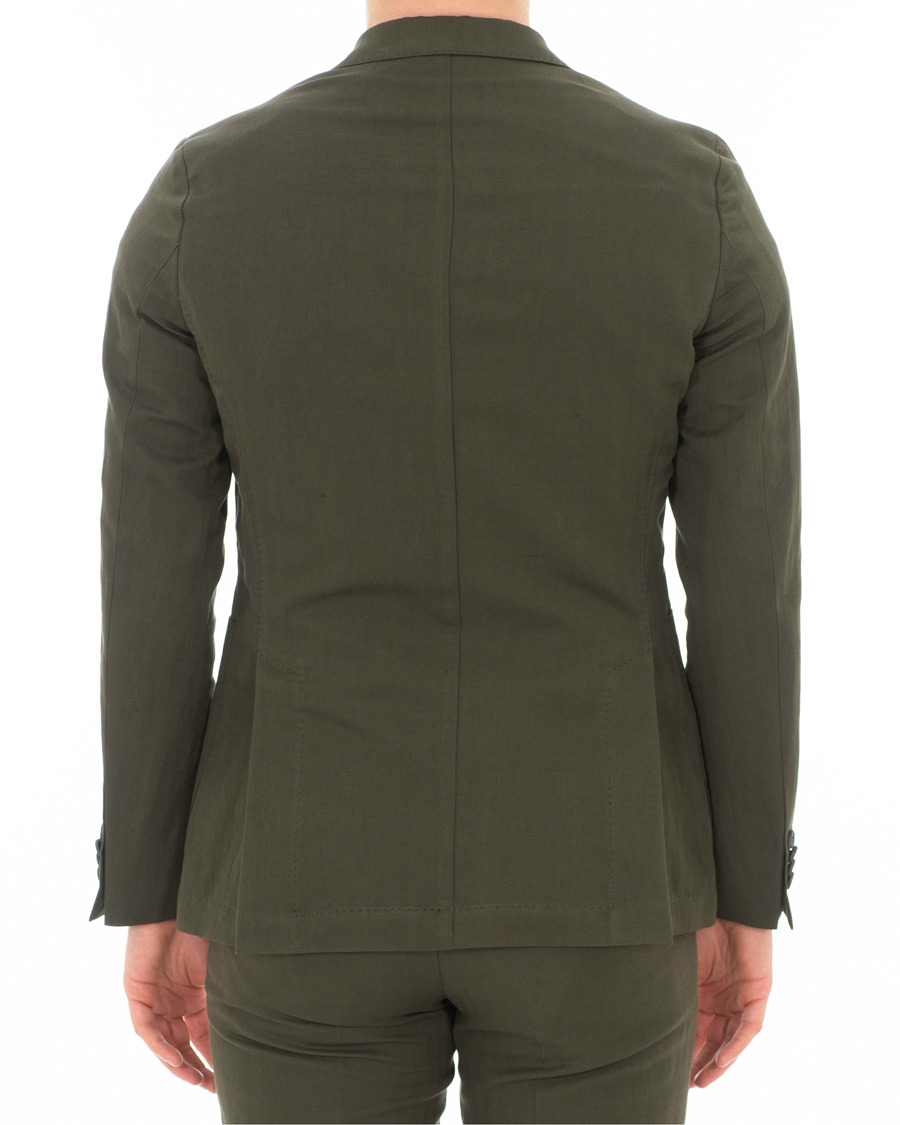 Herre | Dressjakker | Oscar Jacobson | Einar Cotton/Linen Herringbone Blazer Olive