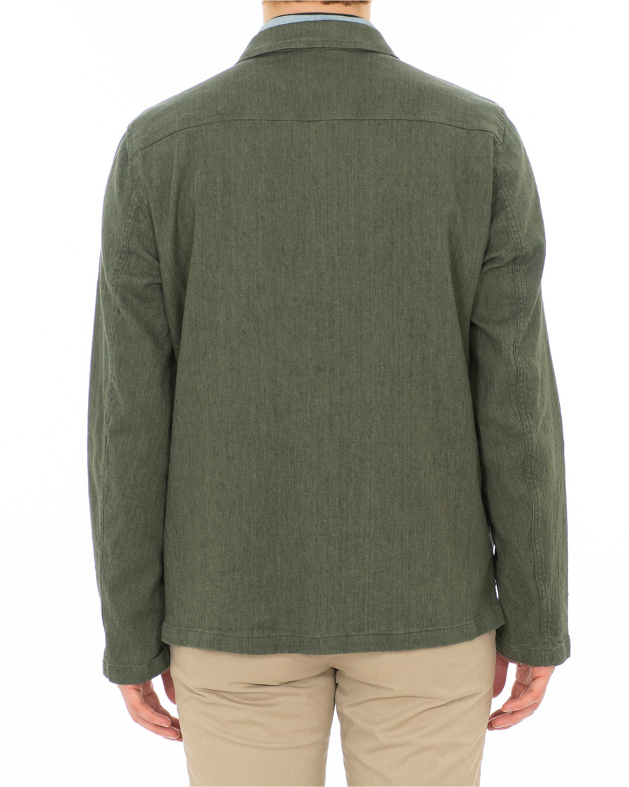 Herre | Skjorter | Oscar Jacobson | Holger Cotton/Linen Shirt Jacket Green