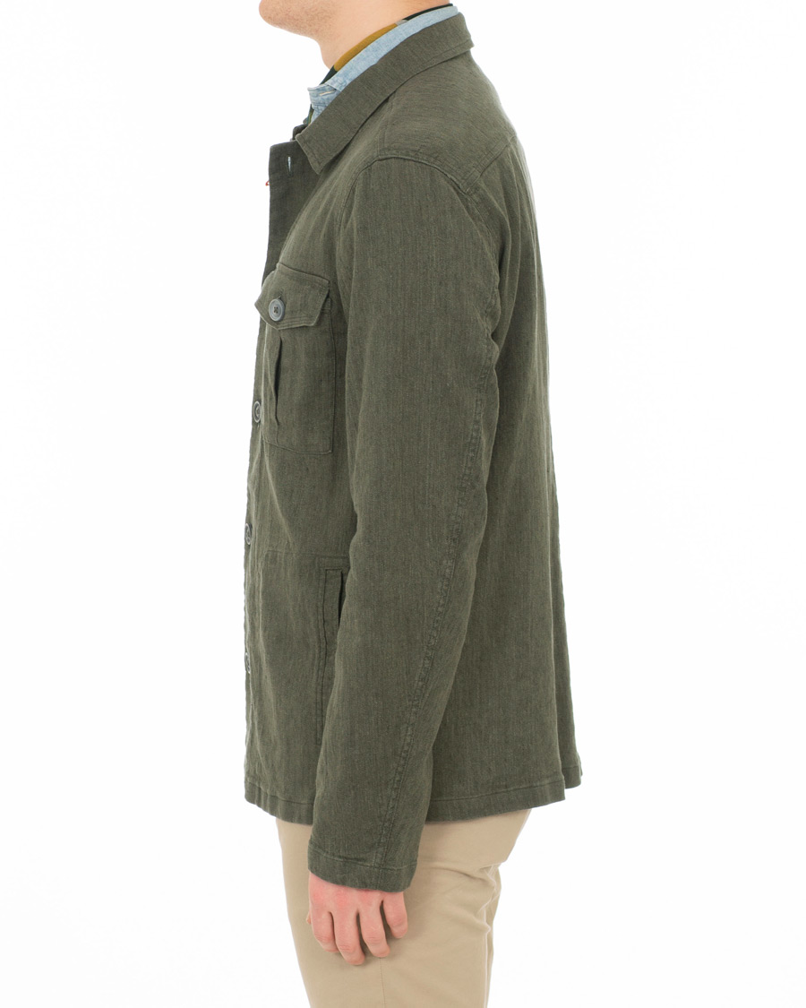 Herre | Skjorter | Oscar Jacobson | Holger Cotton/Linen Shirt Jacket Green