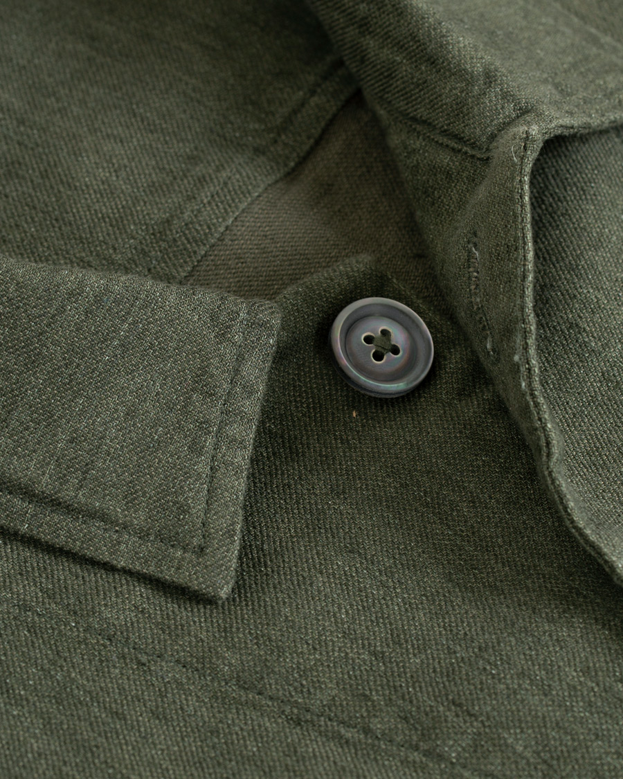 Herre | Skjorter | Oscar Jacobson | Holger Cotton/Linen Shirt Jacket Green