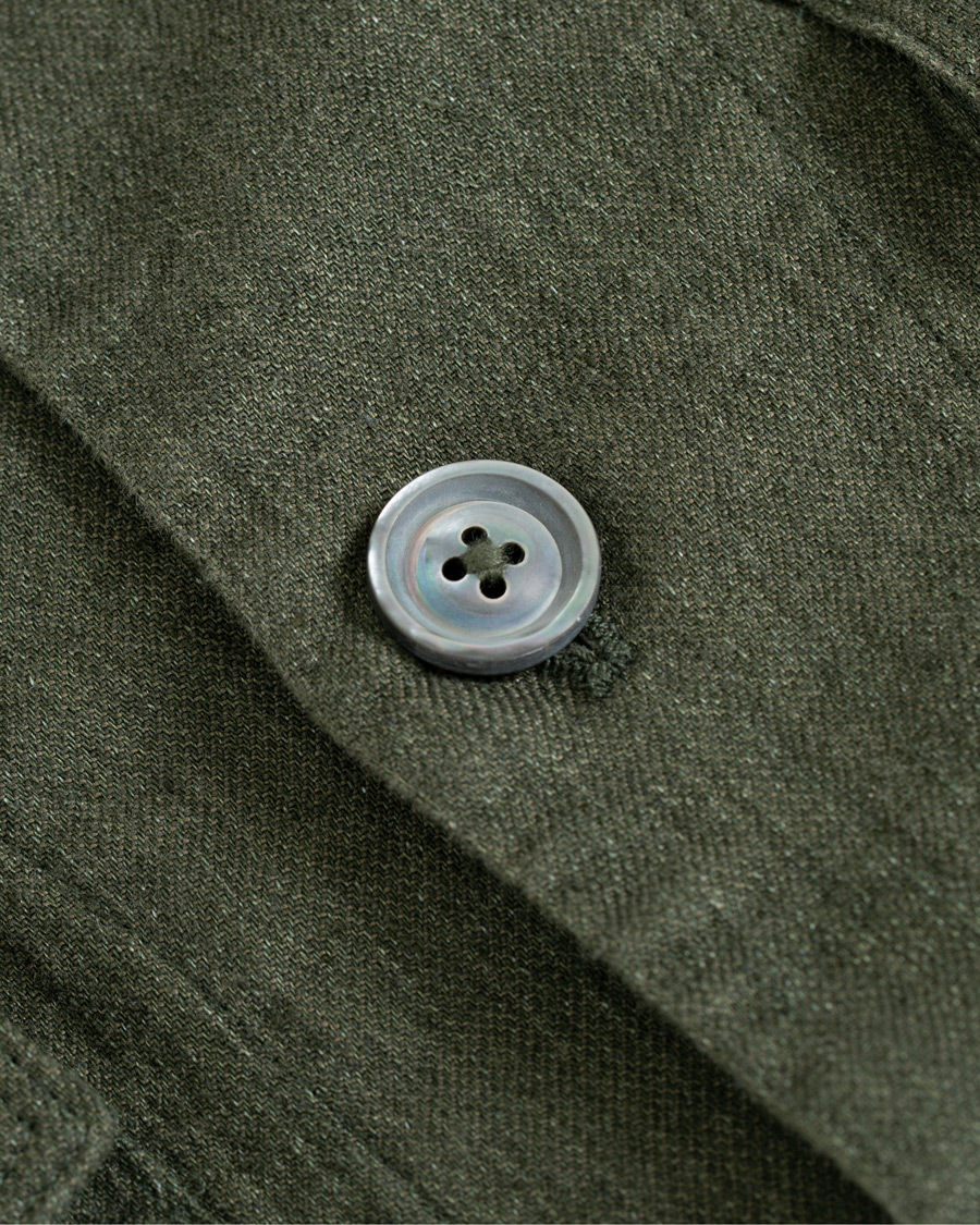 Herre | Skjorter | Oscar Jacobson | Holger Cotton/Linen Shirt Jacket Green