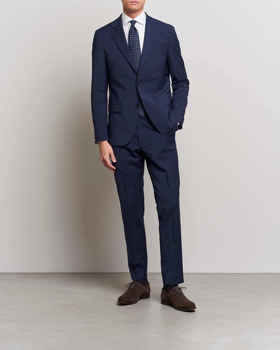 Herre | Bukser | Oscar Jacobson | Denz Wool Stretch Trousers Blue