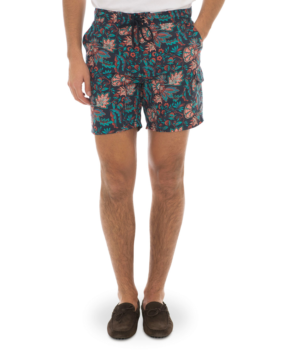Herre | Badeshorts | Etro | Long Island Flower Swim Trunk Dark Blue